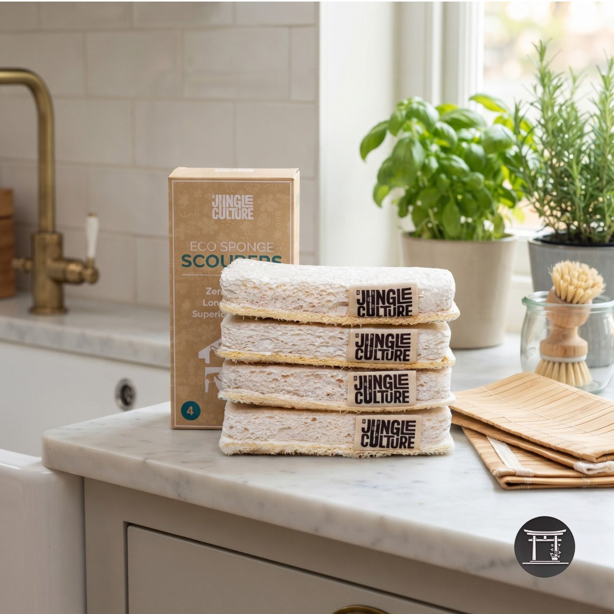 4 esponges naturals per netejar els plats/ 4 esponjas naturales para lavar los platos